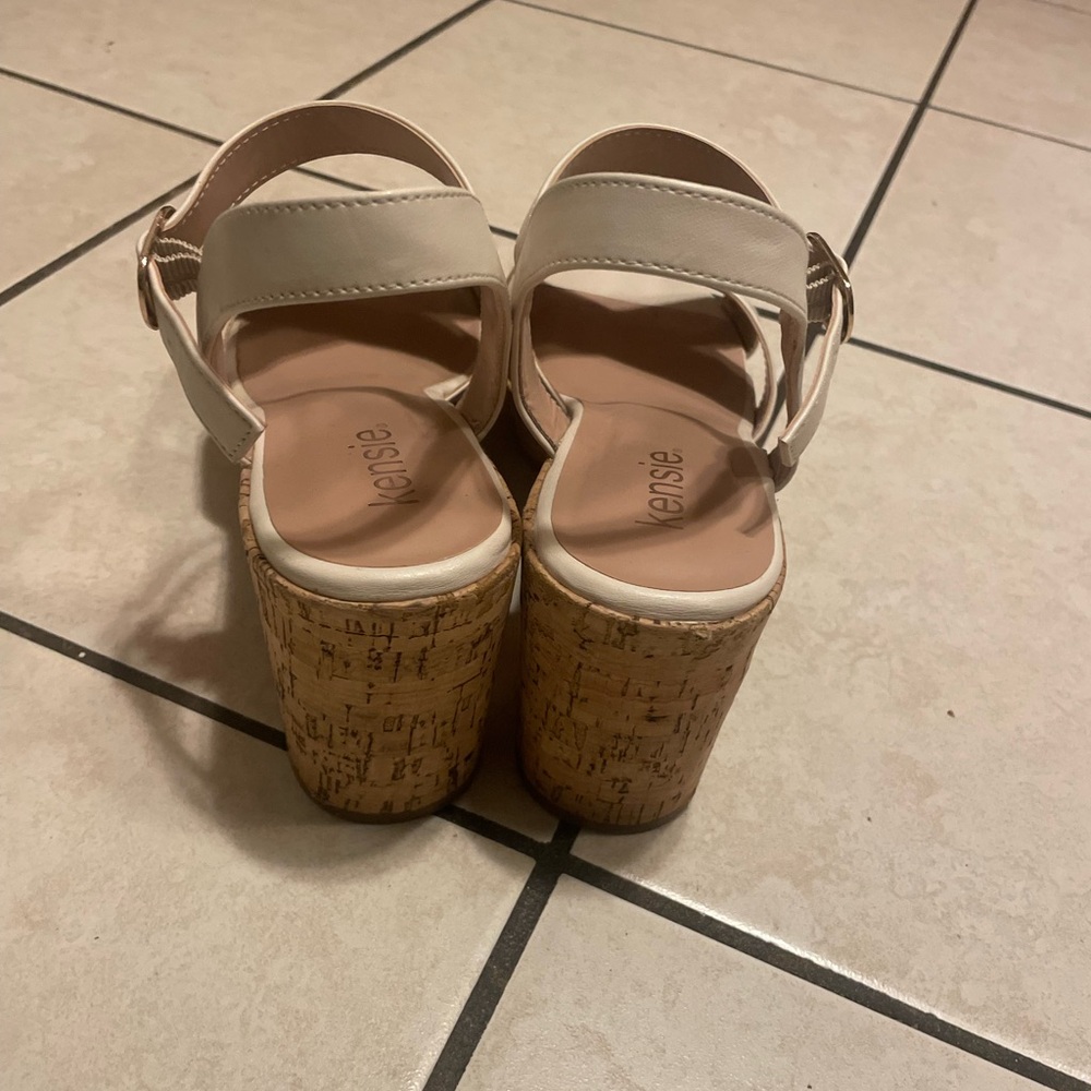 Kensie Women's Beige Wedge Sandals with Ankle Strap - Picture 4 of 5